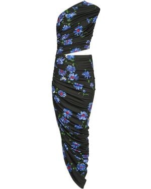 Alaïa Printed Cutout Dress - Blue