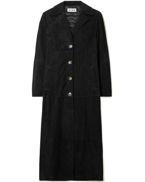 RIXO London Astraea Patchwork Suede Coat - Black