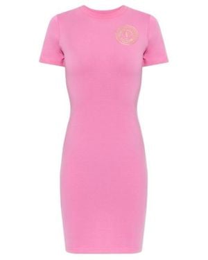 Versace Jeans Couture Couture Logo Printed Crewneck Dress - Pink