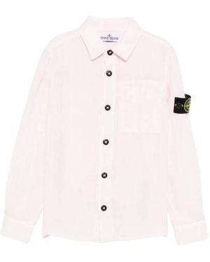 Stone Island Junior Logo Patch Button-Up Shirt - Pink