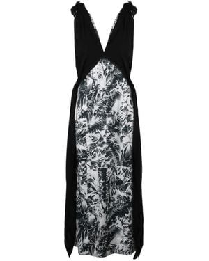 Bottega Veneta V-Neck Graphic Printed Dress - Black