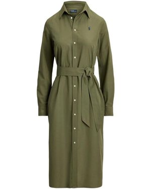 Polo Ralph Lauren Polo Pony Belted Shirt Dress - Green