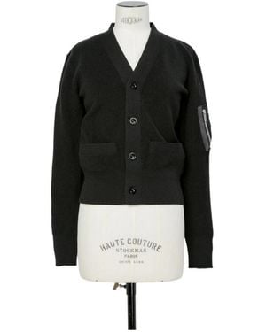 Sacai Long-Sleeved Knitted Cardigan - Black