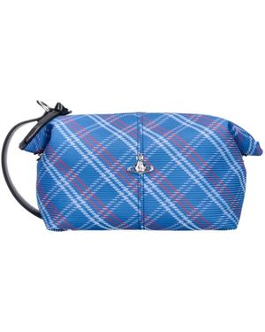 Vivienne Westwood Checked Zip Shoulder Bag - Blue