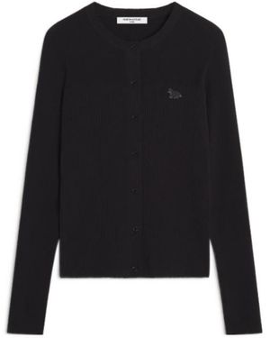 Maison Kitsuné Maison Kitsuné Baby Fox Pleat Rib Cardigan - Black