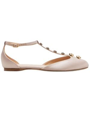 Chloé Celeste Embellished Satin Flats - Natural