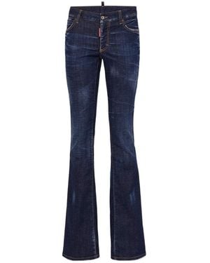 DSquared² Dark Clean Washed Medium-Waist Flare Jeans - Blue
