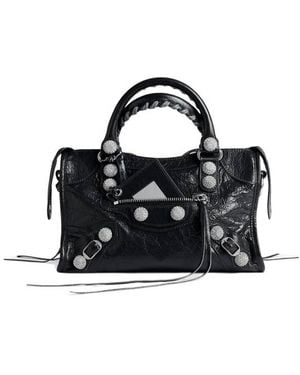 Balenciaga Le City Bag Small Giant Studs With Rhinestones - Black