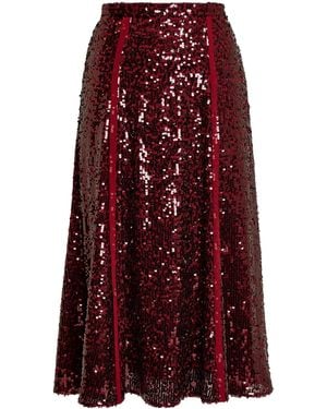 Erdem Sequin A-Line Skirt - Purple