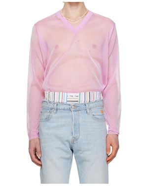 ERL V-Neck Lurex Sweater - Blue