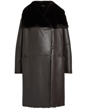 TOTEME Paneled Shearling Wrap Coat - Black