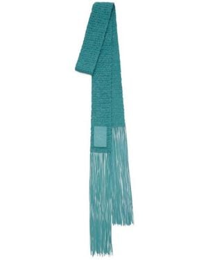 Burberry Skinny Crochet Leather Scarf - Blue