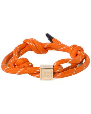 Miu Miu Logo-Engraved Rope Bracelet - Orange