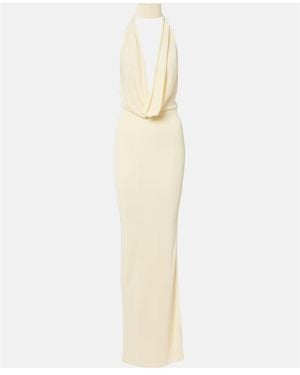 AYA MUSE Draped Jersey Gown - White