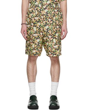 Black White Floral Print Men's Shorts