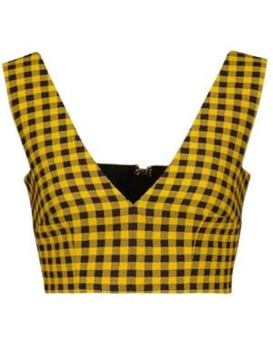 Emilia Wickstead Gingham Cloque Crop Top - Yellow