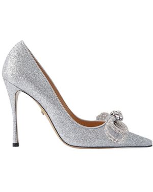 Mach & Mach Double Bow Glittered Pumps - White