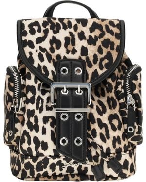 Ganni Mini Leopard-Print Backpack - Black