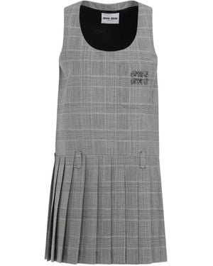 Miu Miu Prince Of Wales Checked Mini-Dress - Grey