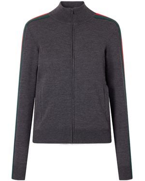 Gucci Fine Wool Zip Jacket With Web - Grey