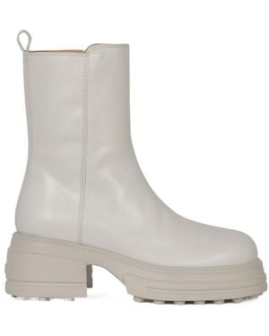 Tod's Zip-Up Leather Boots - Grey
