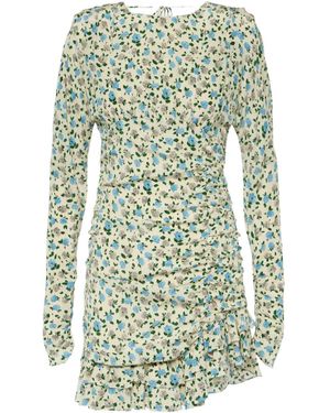 Alessandra Rich Floral Open-Back Silk Minidress - Green