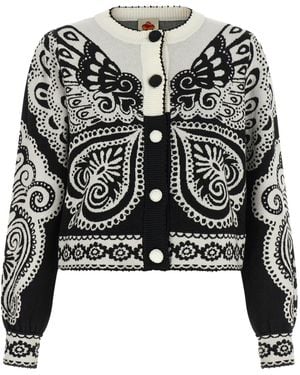 FARM Rio Arabesque Jacquard Cardigan - Black