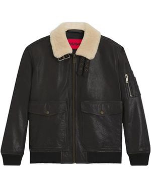 BOSS Bomber Leather Jacket - Black