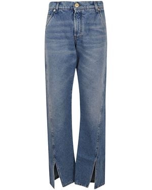 Balmain Front-Slits Bootcut Jeans - Blue