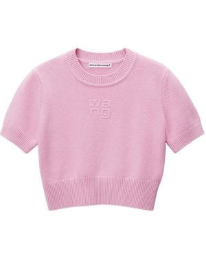 T By Alexander Wang Cropped Knitted Top - Pink