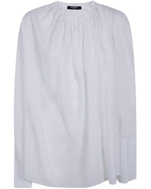 Balmain Ruched Detail Crepe Blouse - Blue