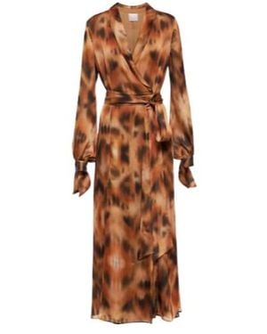 Galvan London Cabana Leopard-Print Wrap Dress - Brown