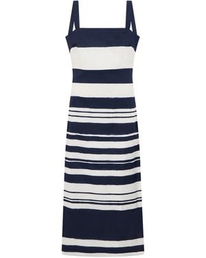 Veronica Beard Striped Midi Dress - Blue
