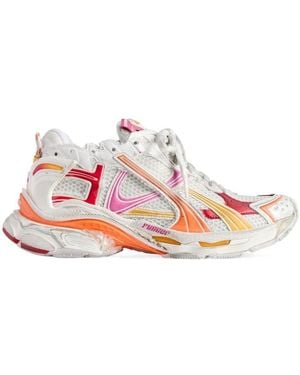 Balenciaga Mesh Panelled Lace-Up Trainers - Pink