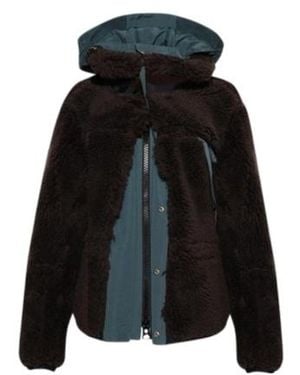 Sacai Long Sleeved Hooded Shearling Jacket - Black
