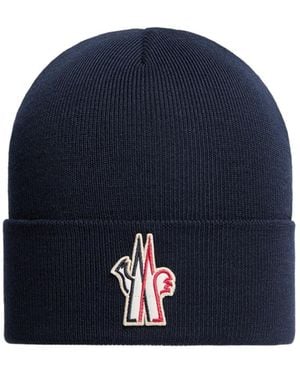 Moncler Logo Wool Beanie - Blue