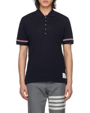Thom Browne Rwb Striped Short-Sleeved Polo Shirt - Black