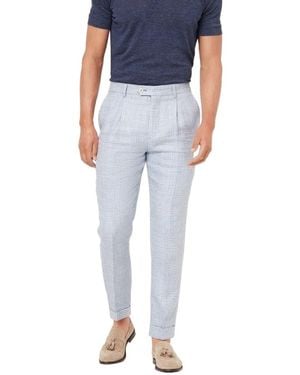 Brunello Cucinelli Plaid-Check Slim-Leg Chinos - Blue