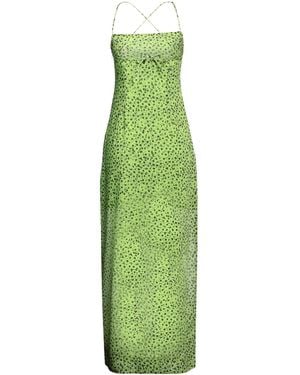 Ganni Floral-Print Flared Dress - Green