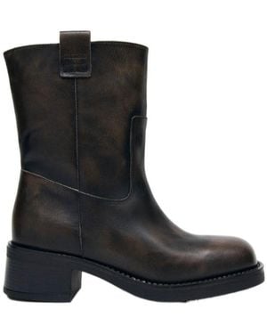 Alohas Rajan Vintage Effect Leather Boots - Black
