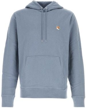 Maison Kitsuné Maison Kitsuné Fox Head Patch Drawstring Hoodie - Blue
