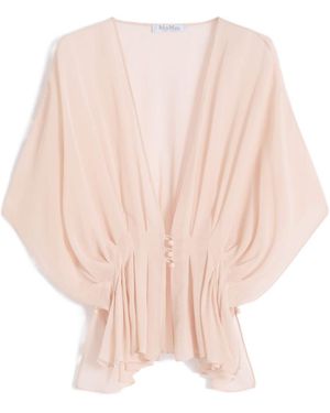 Max Mara Buttoned Pleated Blouse - Natural