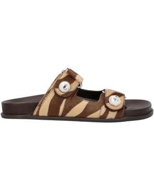 Jimmy Choo Zebra-Print Button-Detail Sandals - Brown