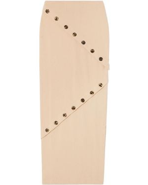 A.W.A.K.E. MODE Button-Embellished Organic Cotton-Jersey Maxi Skirt - Natural