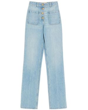Valentino Button Detailed Straight Leg Jeans - Blue