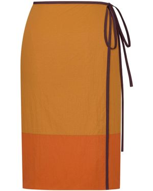 Saint Laurent Contrast Trim Wrap Skirt - Orange