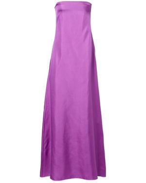 Christopher Esber Strapless Silk Satin Gown - Purple