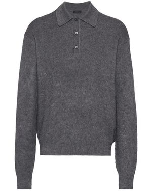 Prada Cashmere And Silk Polo Jumper - Grey