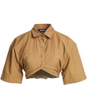 Jacquemus Solid-Color Short-Sleeved Shirt - Brown