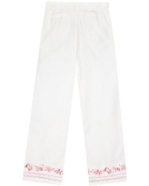 Maison Labiche Embroidered Wide-Leg Trousers - White